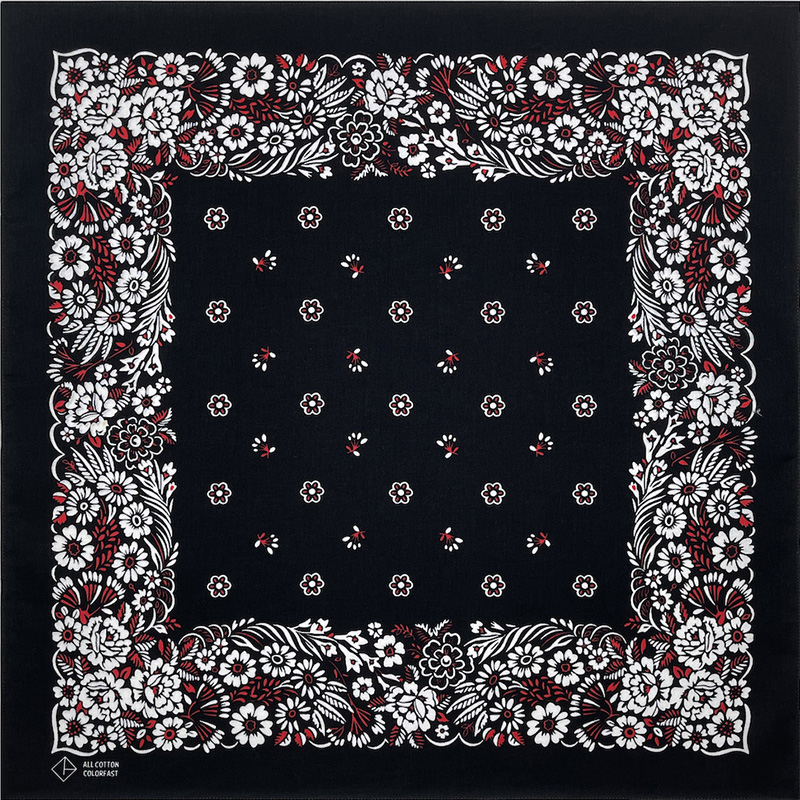 Nuevo diseño flor negro Paisley Hip Hop 100% algodón pañuelo cuadrado bufanda diadema Unisex regalos para hombres/niños/niñas