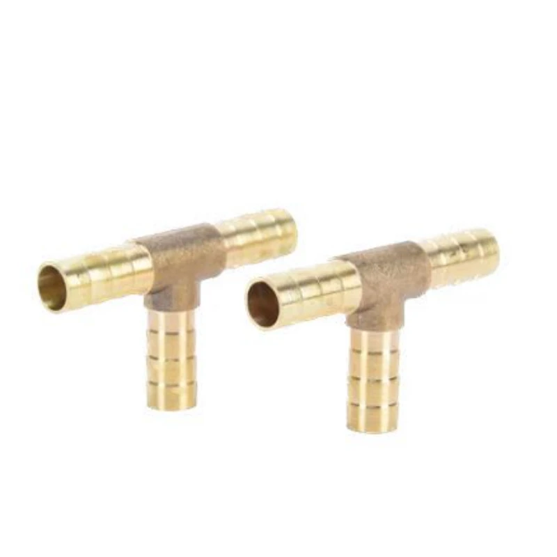 Adaptador de conector de acoplamiento de púas de latón en forma de T, tubo de manguera de 3 vías, T de 4mm, 6mm, 8mm, 10mm, 12mm, 16mm
