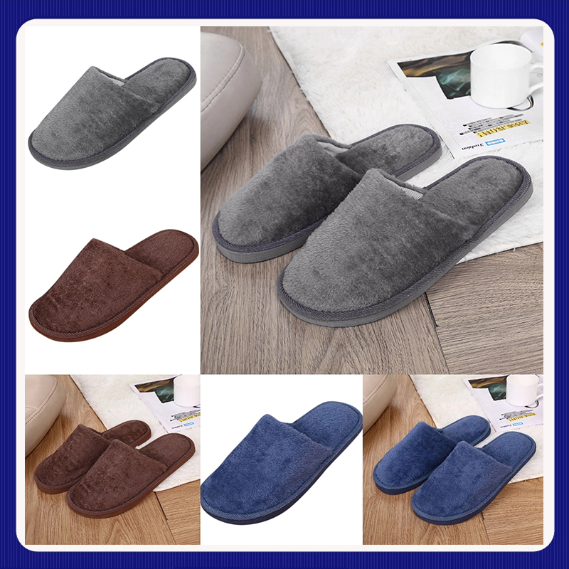 Zapatillas de casa de felpa de color sólido para hombre, pantuflas cálidas de algodón para otoño e invierno, zapatos de interior con muñecos de peluche para niños y mujeres, regalo de Año Nuevo