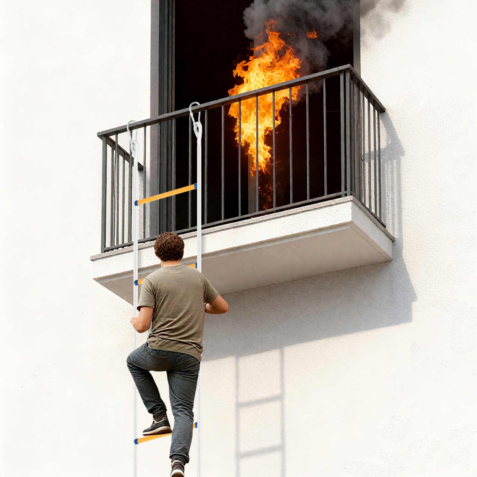 Échelle en corde ignifuge de 39,37 pieds, pour la construction, le sauvetage incendie, la construction souterraine, l'extension extérieure, capacité de charge de 440 lb