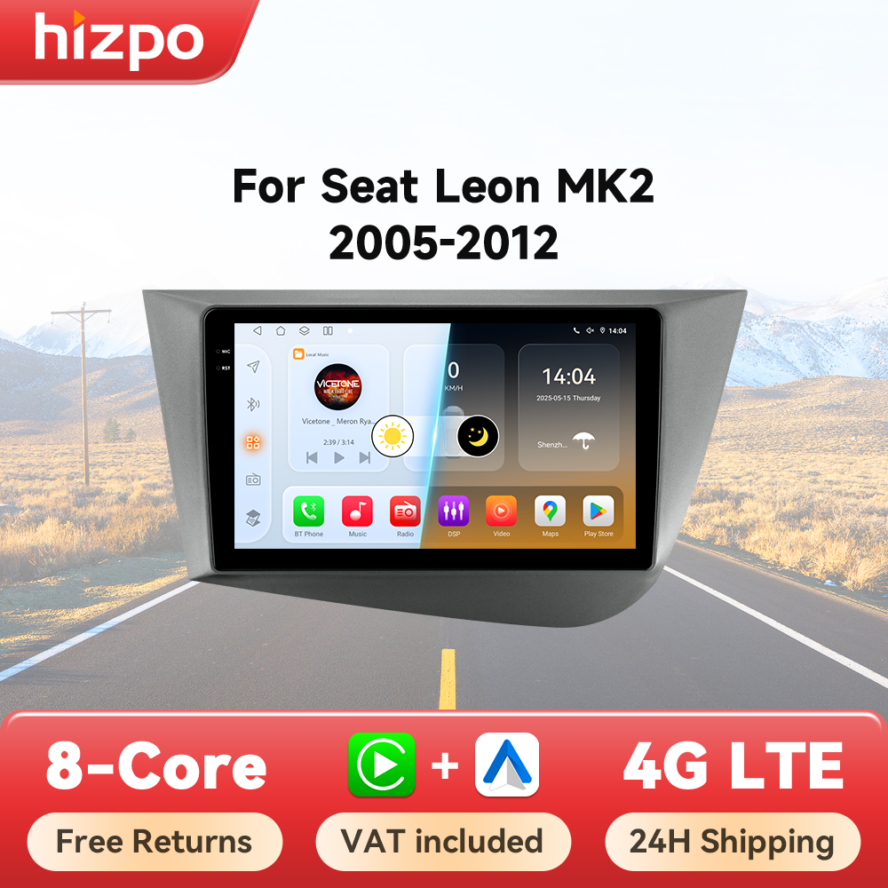 Hizpo 6115 AI Voce Autoradio Per Seat Leon 2 MK2 2005 - 2012 4G Multimediale GPS 2din Stereo Wireless CarPlay Android Auto Navi
