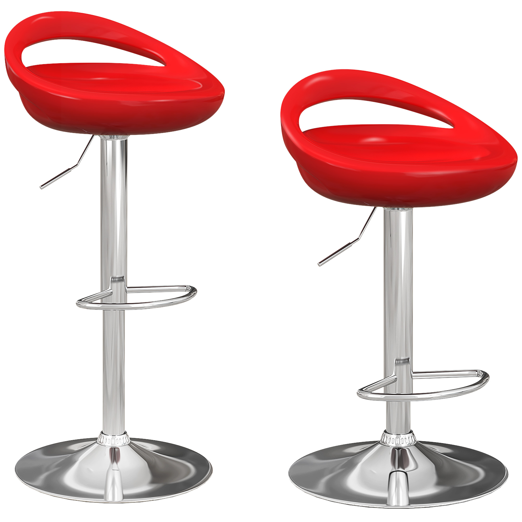 HOMCOM 2 taburetes de bar, sillas de bar de altura ajustable, silla alta de cocina con reposapiés