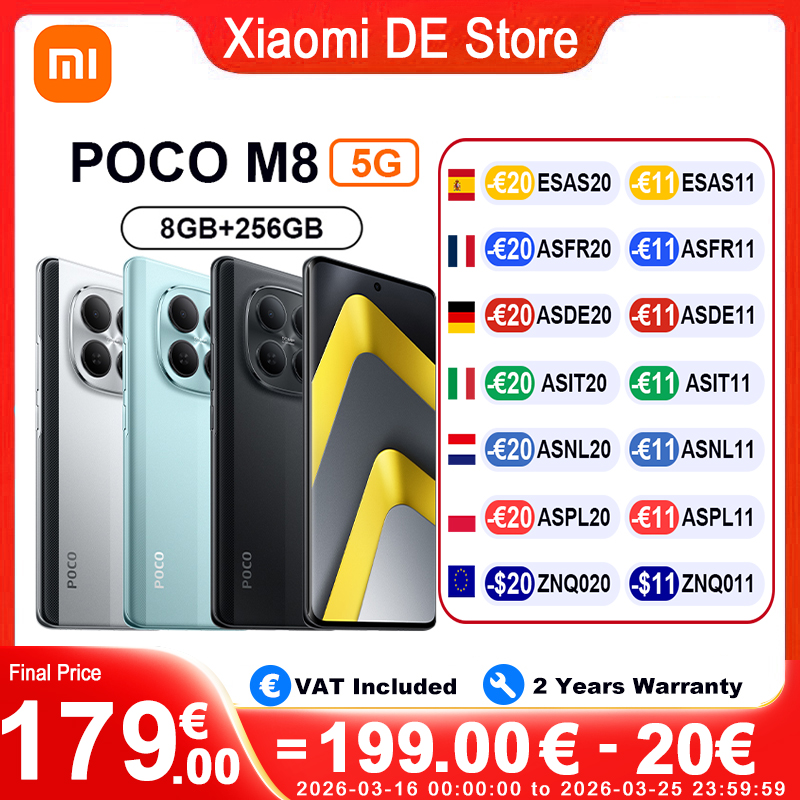 【Estreno Mundial】Teléfono Celular POCO M8 5G Versión Global Snapdragon ®   Cámara de 6.ª generación y 3 50MP, pantalla AMOLED de 6.77 pulgadas y 120 Hz, 5520 mAh, 45 W, NFC