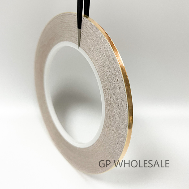 1 roll 2mm~3mm~4mm~5mm~6mm~8mm~10mm Single Conductive Copper Foil Tape, One Side Adhesive for EMI Shielding Phone Guitar Repair