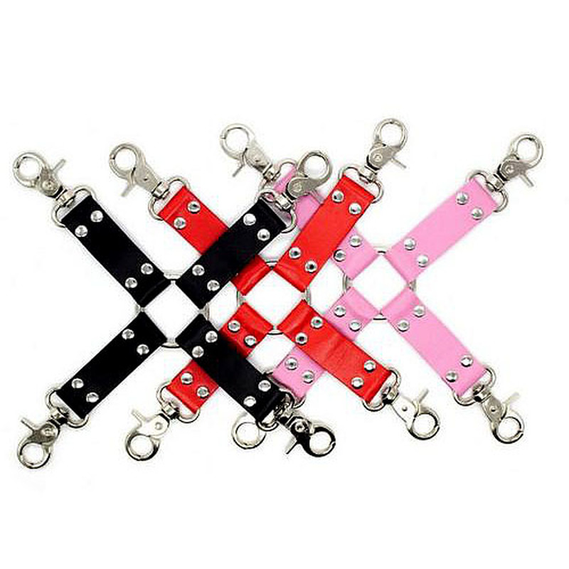 Cinturino a croce a 4 ganci Heavy Duty Hogtie-nero rosa rosso-maiale cravatta di ritenuta schiavo accessori di gioco croce BDSM Bondage giocattoli del sesso