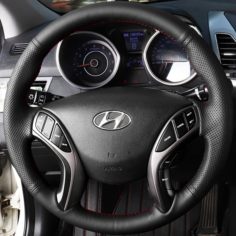 Diy Zwart Lederen Auto Stuurhoes Voor Hyundai I30 2012-2017 Elantra Gt 2013-2017 Elantra Coupe 2013-2014