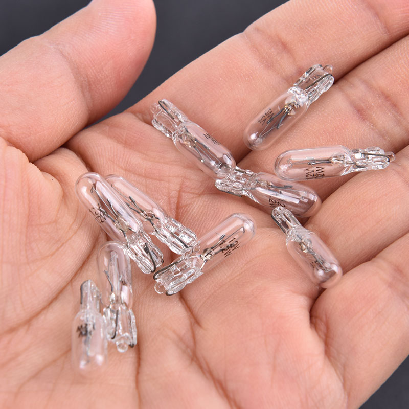 10 unids/pack 12V 1,2 W T5 bombilla de cristal tablero de instrumentos Panel de luz de freno bombillas faros lámpara luces luces de coche