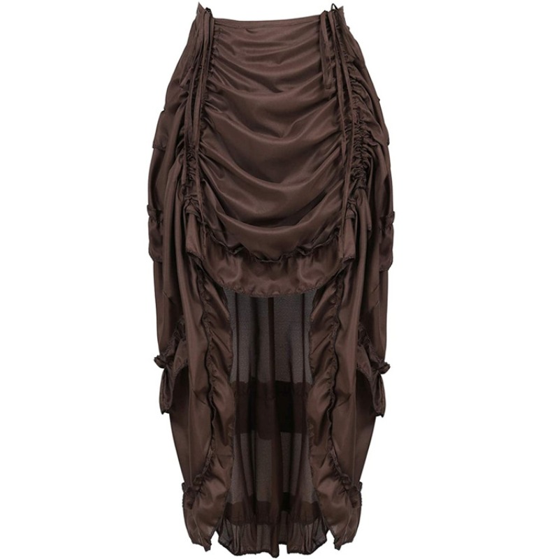 Vrouwen Steampunk Gothic Onregelmatige Ruches Piratenrok Asymmetrische Geplooide Hoge Lage Dansende Rokken Plus Size Halloween Kostuums