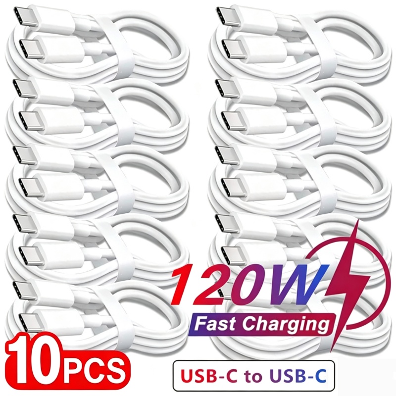 10 szt. Kabel USB-C do USB-C PD 120W Szybkie Ładowanie Przewód do Transmisji Danych Huawei Samsung Xiaomi Macbook iPad Kabel do Transmisji Danych Typu C do Typu C