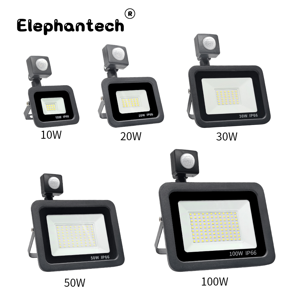 Sensor de movimiento PIR LED, reflector LED para exteriores, proyector LED de 220V, 100W, 50W, 30W, 20W, 10W, lámpara para exteriores, detector de movimiento