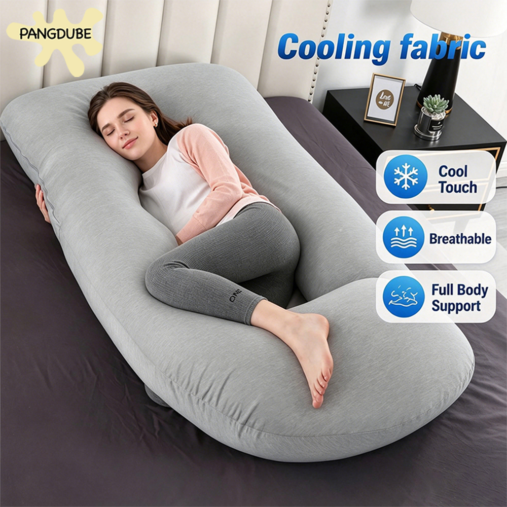 Almohada de embarazo en forma de G PANGDUBE, almohada de maternidad de cuerpo completo para dormir, 3.2 kg, algodón grueso, soporte para espalda, vientre, caderas, funda extraíble y lavable, imprescindible para mujeres embarazadas