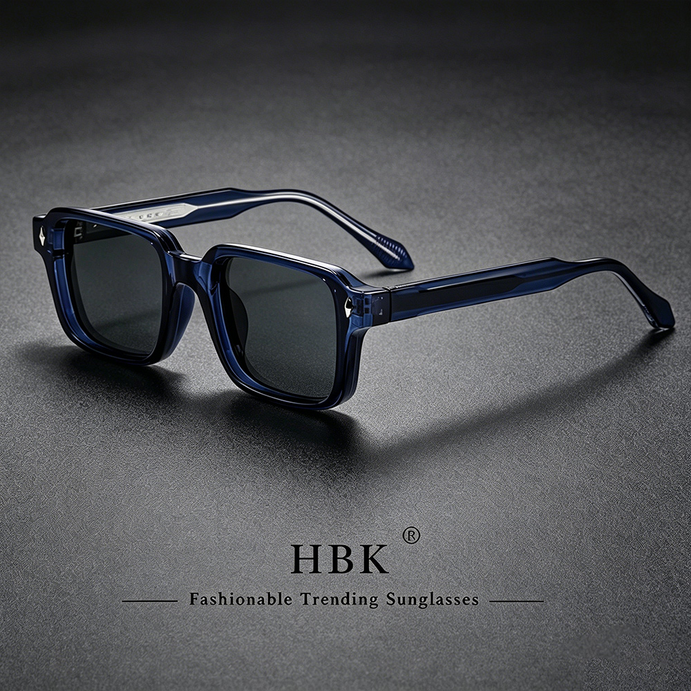 HBK Occhiali da sole quadrati da uomo vintage retrò Design del marchio Suggerimenti per le tempie Occhiali da sole Occhiali da viaggio per feste all'aperto da donna UV400
