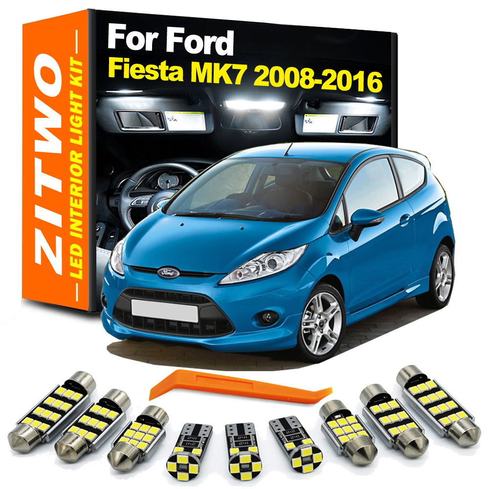 ZITWO 11 ชิ้น LED ภายในโดมชุดหลอดไฟสําหรับ Ford Fiesta MK7 2008 2009 2010 2011 2012 2013 2014 2015 2016 โคมไฟป้ายทะเบียน