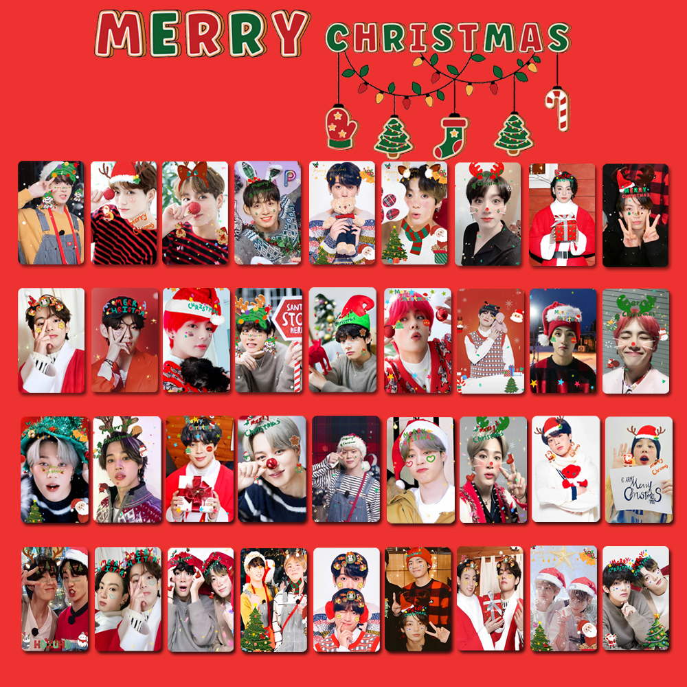 9PCS/Lot Merry Christmas Kpop Photocard Holographic Laser Photo Print Pictures Postcard For Fans Gifts Accessoires Merch