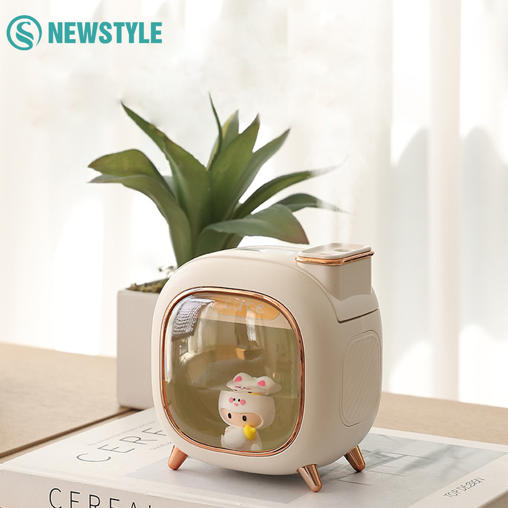 ตุ๊กตาน่ารัก Humidifier หัวฉีดคู่สเปรย์ 500ML ถังน้ําความจุขนาดใหญ่ Ultrasonic AROMA Essential Oils Diffuser Soft Night Light