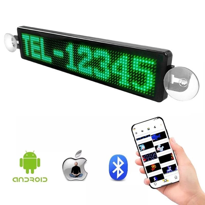 Pantalla LED programable para coche, USB, 5V, tablero de mensajes Led para vehículo, publicidad, desplazamiento en movimiento, pantalla LED Bluetooth para coche