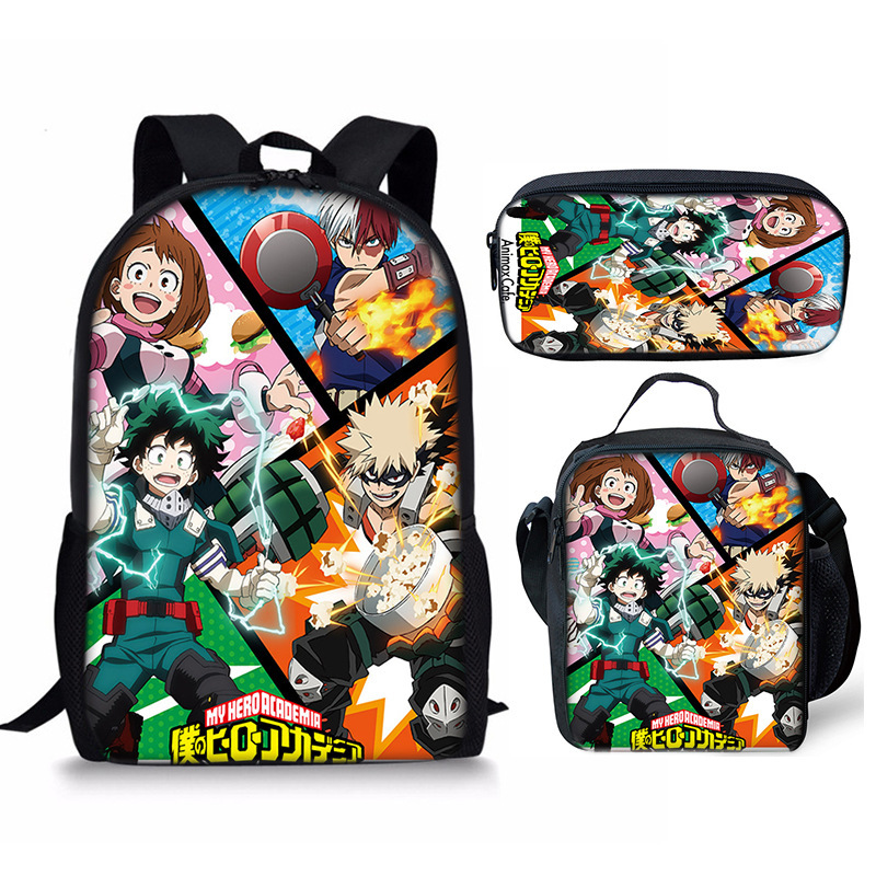 Рюкзак My Hero Academy, набор из трех предметов, сумка через плечо My Hero Academy, пенал, рюкзак