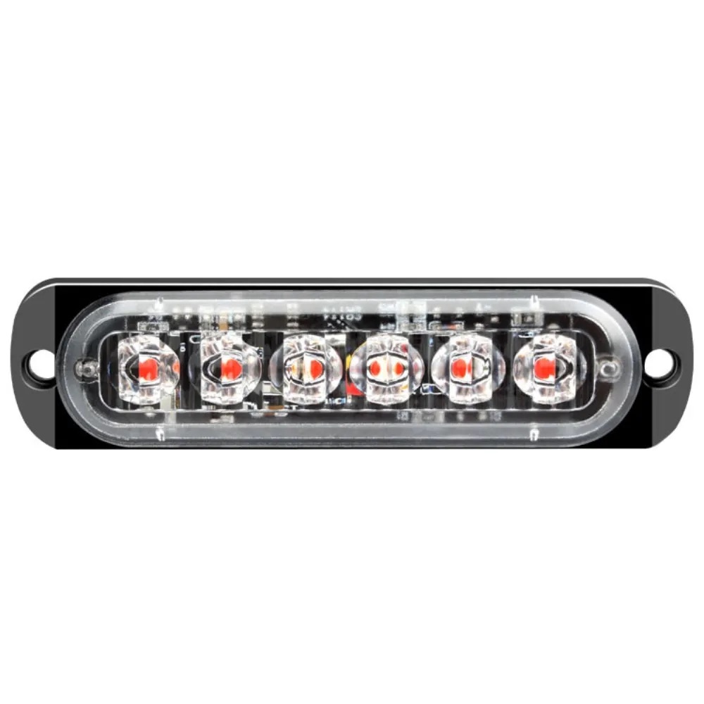 Wielokolorowy stroboskopowy sygnalizator, 12V/24V 6-SMD o wysokiej intensywności, migające światło do kratki wlotu powietrza ciężarówki - opcje: bursztynowy/żółty/biały