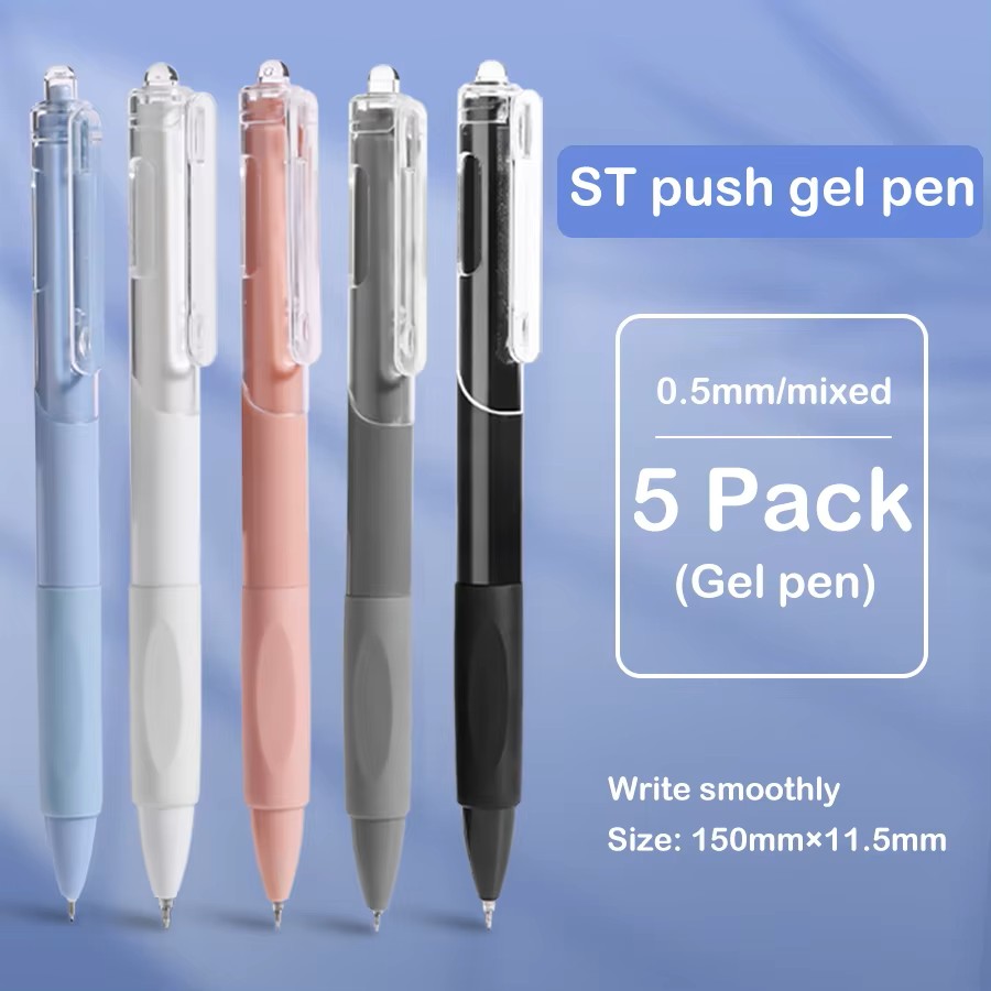 5 Stück Gelstifte, glatt, schnell trocknend, 0,5 mm, schwarzer Stift, Kugelschreiber, Schulbedarf, Schreibwaren