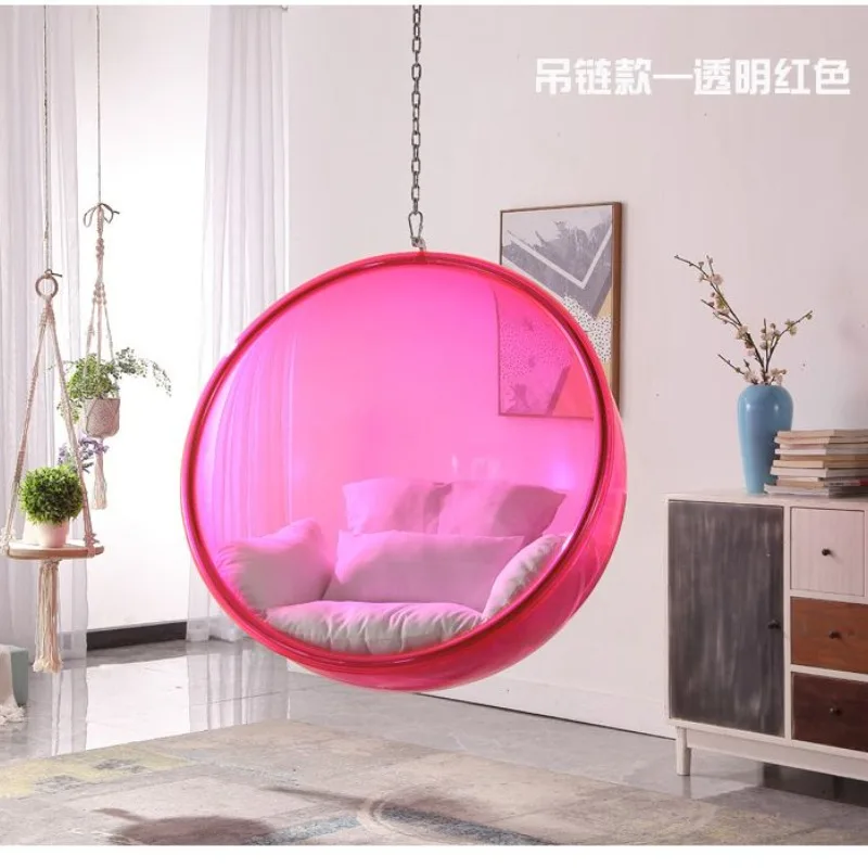 Nordic Ball Transparent Bubble lounge Hemisphere Hanging Chair Space Chair Acrylic Hanging Basket Girl Heart Room Café Chairs