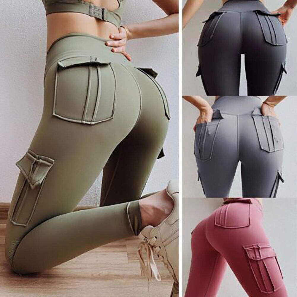 Vrouwen Yoga Fitness Broek Hoge Taille Heup Tillen Strakke Sport Hardloopjegings Buik Controle Naadloze Legging Met Zakken S-2XL