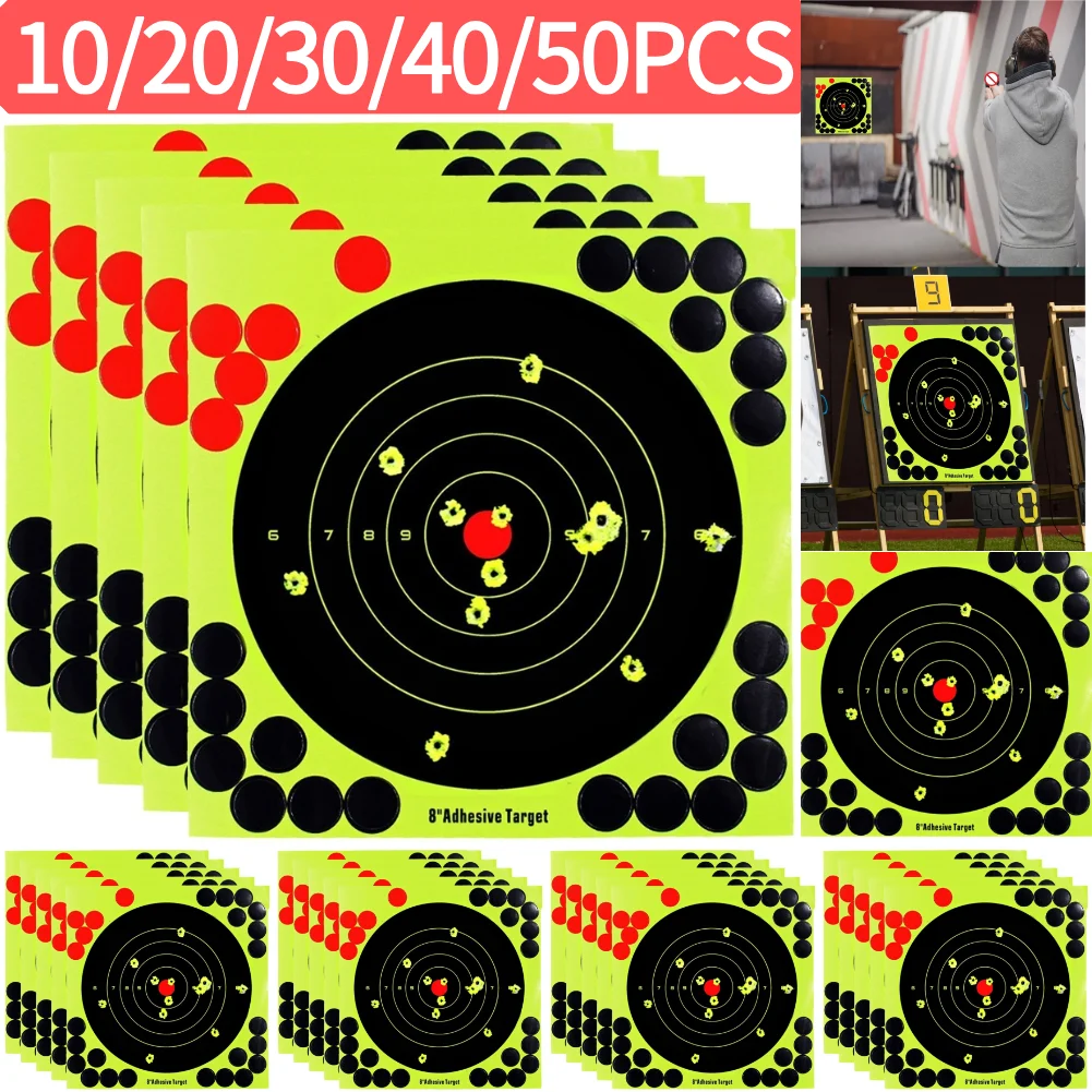 10/20/30/40/50pcs 8 polegadas splatter alvo adesivo tiro alvo adesivos papel de mira de tiro reativo para prática de competição