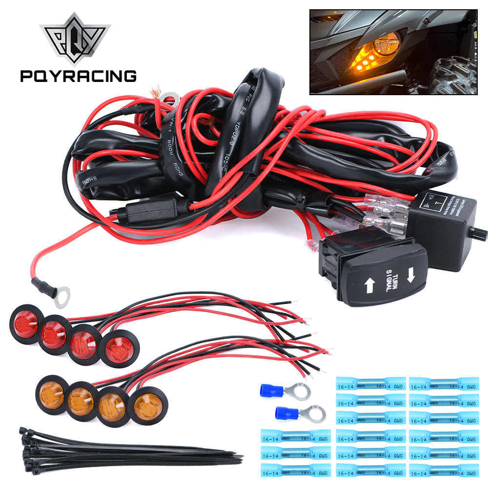 Universal 12V ATV UTV Rocker Switch Turn Signal Kit Street Legal Kit with 8 Left & Right Signal Lamps For Polaris Ranger RZR