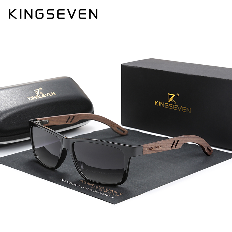KINGSEVEN 100% поляризационные винтажные мужские деревянные солнцезащитные очки из дерева с защитой UV400, модные квадратные солнцезащитные очки для женщин Gafas De sol