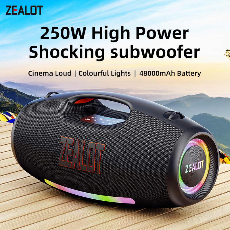 ZEALOT-S89 250W Wodoodporny Przenośny Głośny Głośnik Bluetooth, Bezprzewodowy Zewnętrzny Boombox Subwoofer Potrójne Radiatory Pasywne - Głęboki Bas