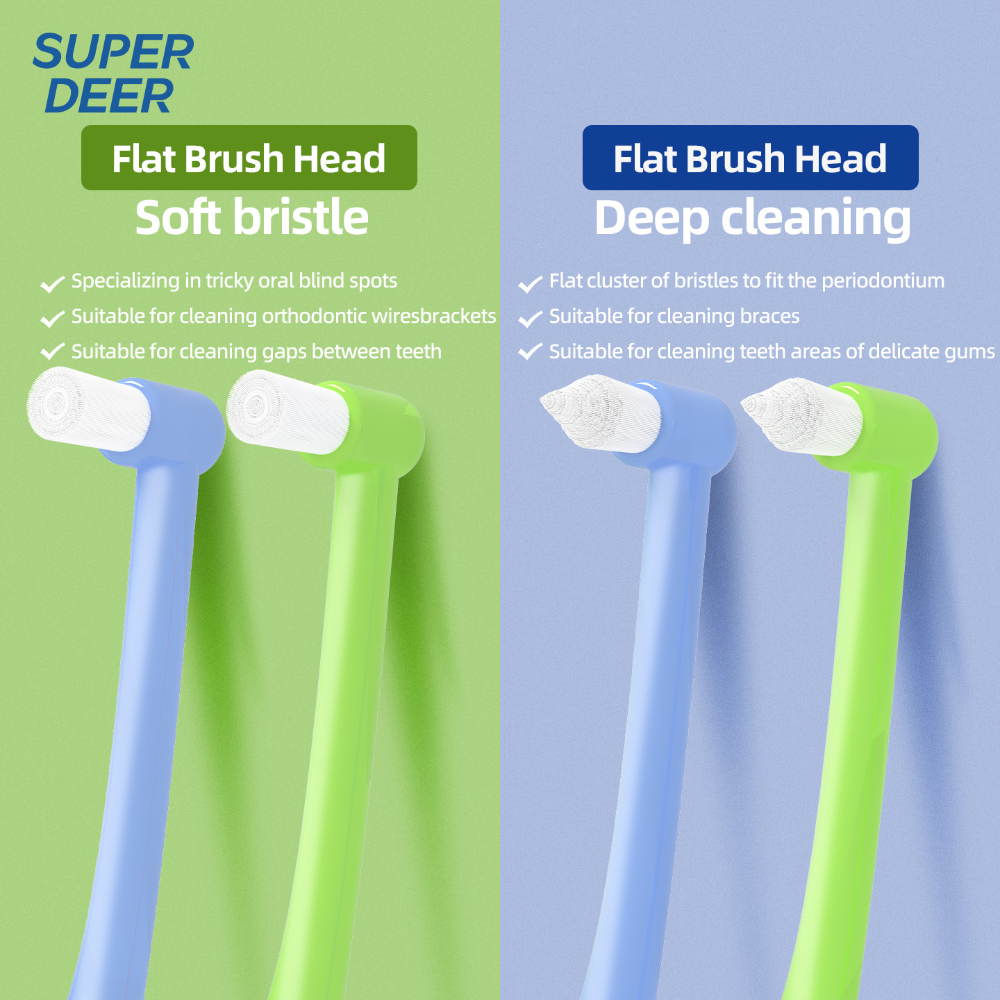1PC Orthodontic Toothbrush Single Tuft High-Density Soft Bristles Pointed & Flat Head Interdental Brush Oral Care Cleaning Tool