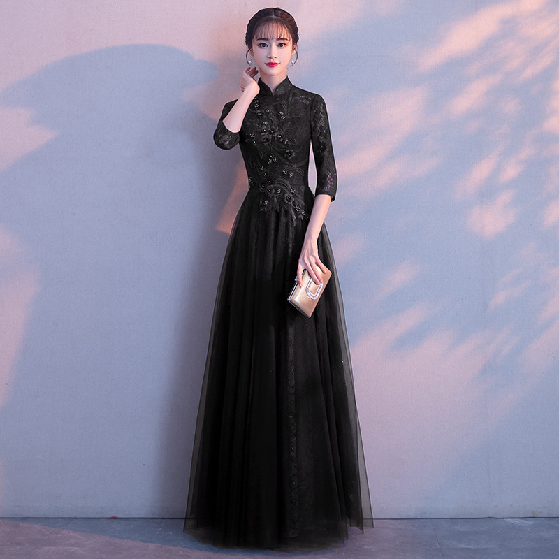 Otoño nuevo anfitrión elegante ambiente digno princesa banquete vestido adelgazante