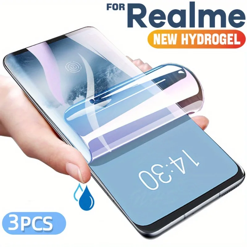 Protector de pantalla de hidrogel para Realme 14, 13, 12, 11 Pro Plus, 3 uds., para Realme C75 C53 C67 C65 C61 C63