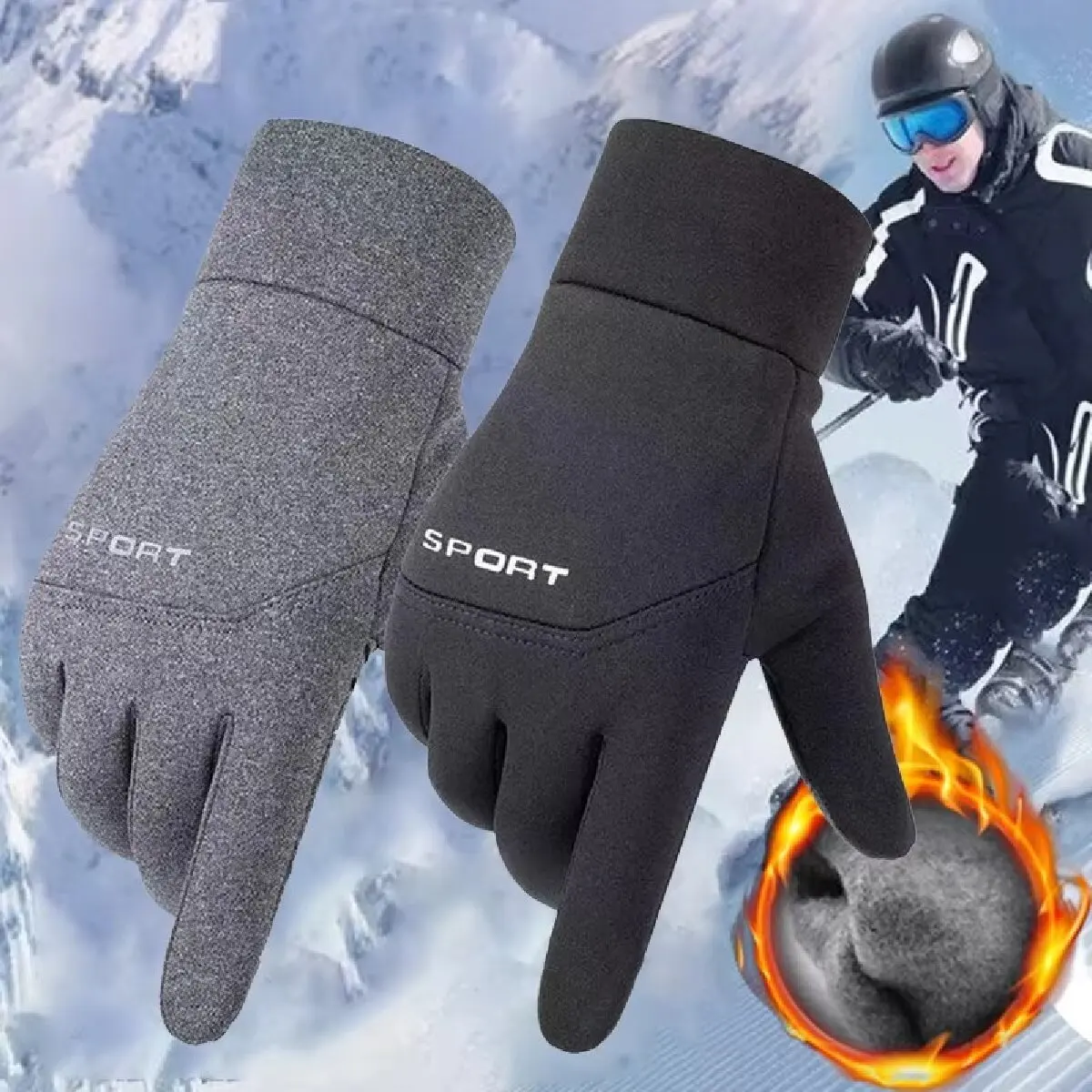 Guantes de invierno para hombres y mujeres, guantes cálidos a prueba de viento con pantalla táctil, impermeables, para senderismo, esquí, pesca, ciclismo, Snowboard, mitones antideslizantes