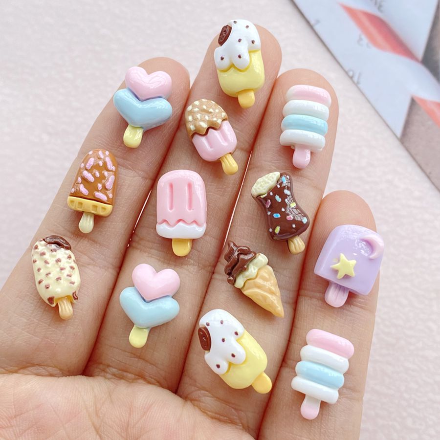 30Pcs Neue Nette Harz Mini Cartoon Tier Popsicle Serie Flache Rückseite Maniküre Teile Verzierungen Für Haar Bögen Zubehör