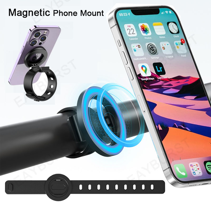 Магнитное крепление для телефона Eayburst для велосипеда MagSafe, держатель для телефона на беговой дорожке, регулируемый силиконовый ремешок для коляски, тренажерного зала, портативная подставка
