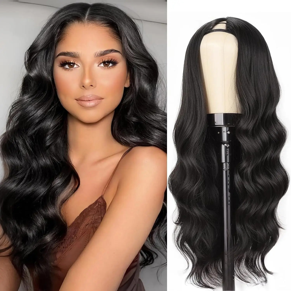 Pelucas onduladas sin dejar fuera en V, cabello brasileño mejorado de 200% de densidad, 32 pulgadas, 100% cabello humano, fácil de instalar, cabello Natural para mujer