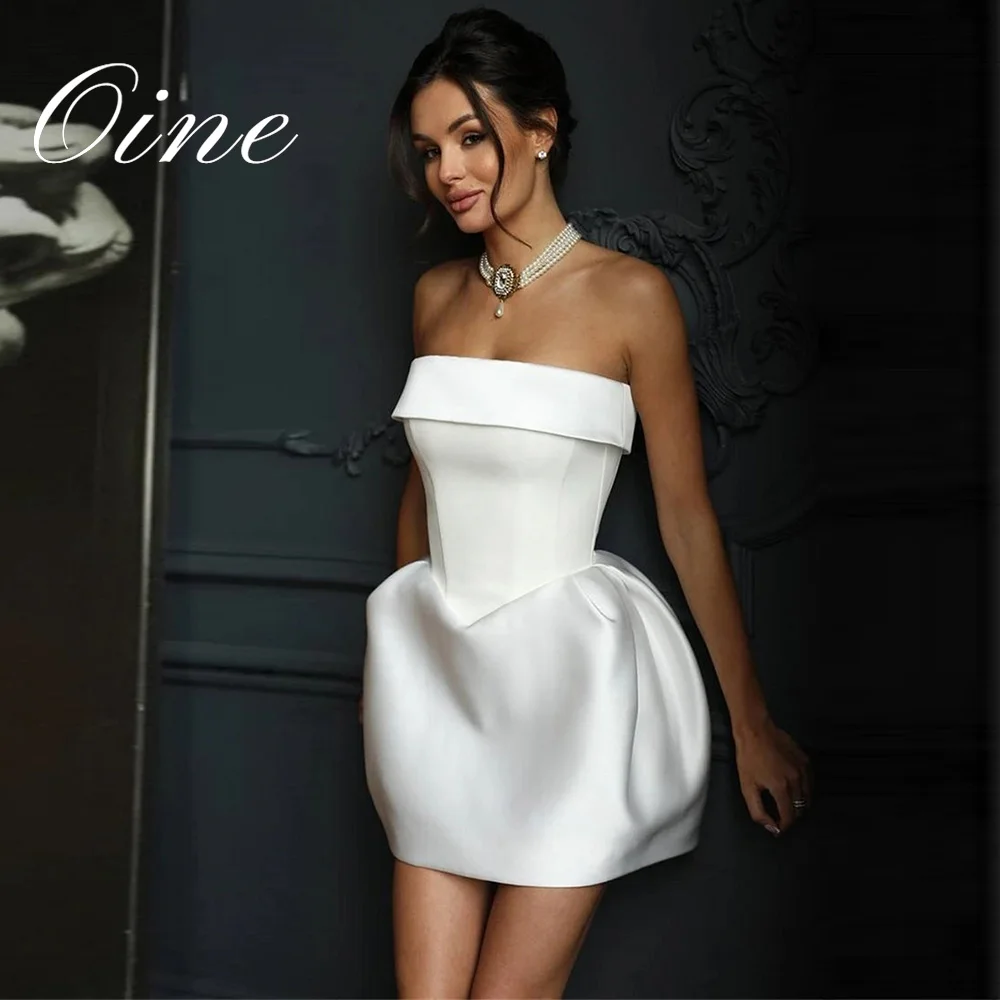 Oine Customized White Short Wedding Dresses Strapless Mini Sexy Bridal Gowns Sleeveless Formal Party Dress for Bride Birthday