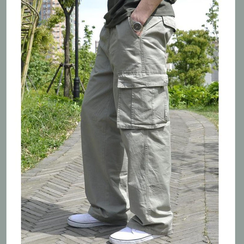 Männer Plus Große Größe Cargo Hosen Baumwolle Gerade Oversize Trainingsanzug Breite Bein Taktische Baggy Hosen Frühling Sommer 5XL 6XL Z1