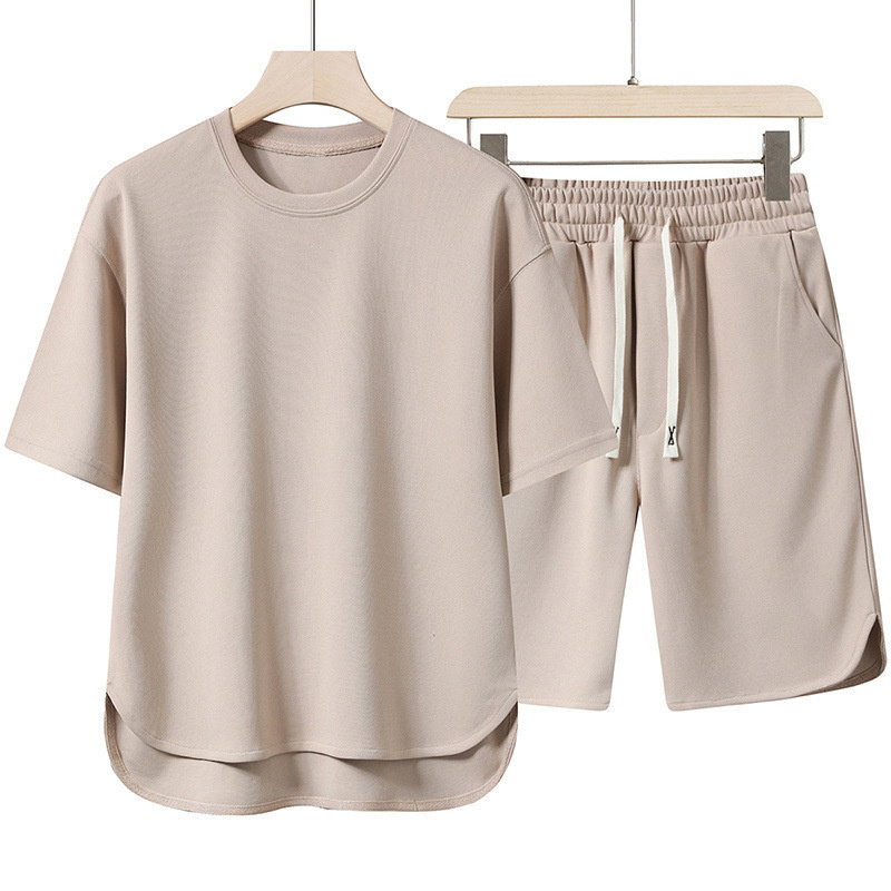2026 Zomer Nieuwe Herenpak Ronde Hals Korte Mouw T-shirt + Shorts Tweedelig Set Losse Buitensport Casual Effen Kleur Trainingspak
