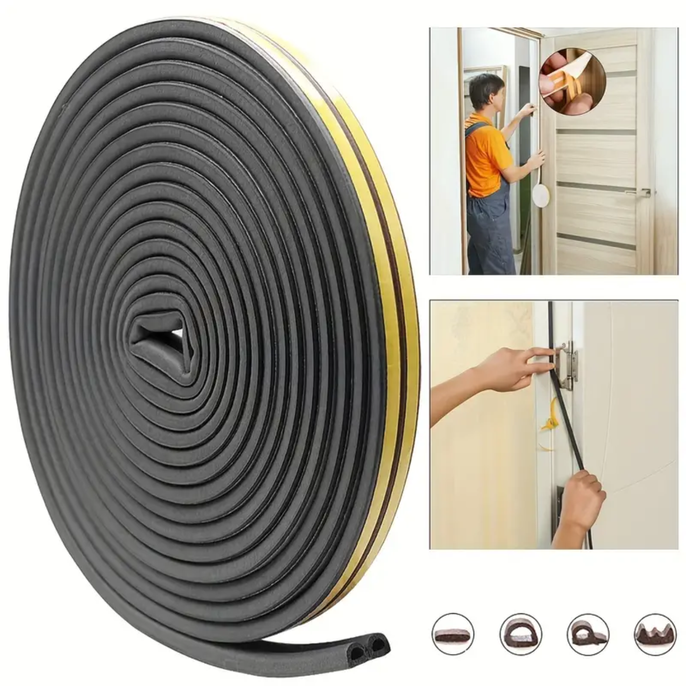 1pc 5M Meter/10 Door and Window Sealing Strip Diep Self-Adhesive Soundproof Foam Weatherstrip Door Sealing Strip