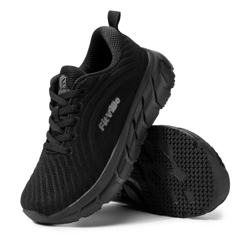 Sepatu Kotak Ujung Lebar FitVille untuk Pria Sepatu Lebar Ekstra Lebar dengan Bantalan dan Sepatu Lari Lebar Anti Selip Ringan B