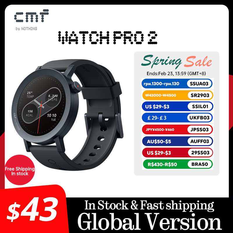 Global Version CMF by Nothing Watch Pro 2 1.32" AMOLED Bluetooth 5.3 BT Calls with AI Noise Reduction GPS Smartwatch CMF watch P