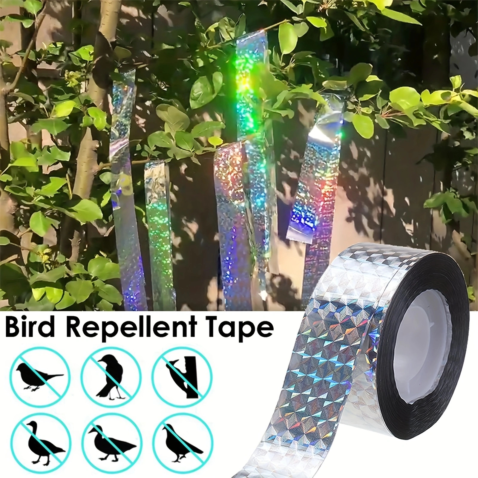 2.4CM Wide 50M Long Flash Reflective Bird Scare Audible Repellent Pigeon Repeller Ribbon Deterrent Tape Orchard Pest Control