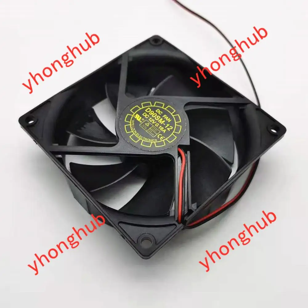 Yate Loon D90SM-12 DC 12V 0.18A 90x90x25mm 2-Wire Server Ventilateur de refroidissement