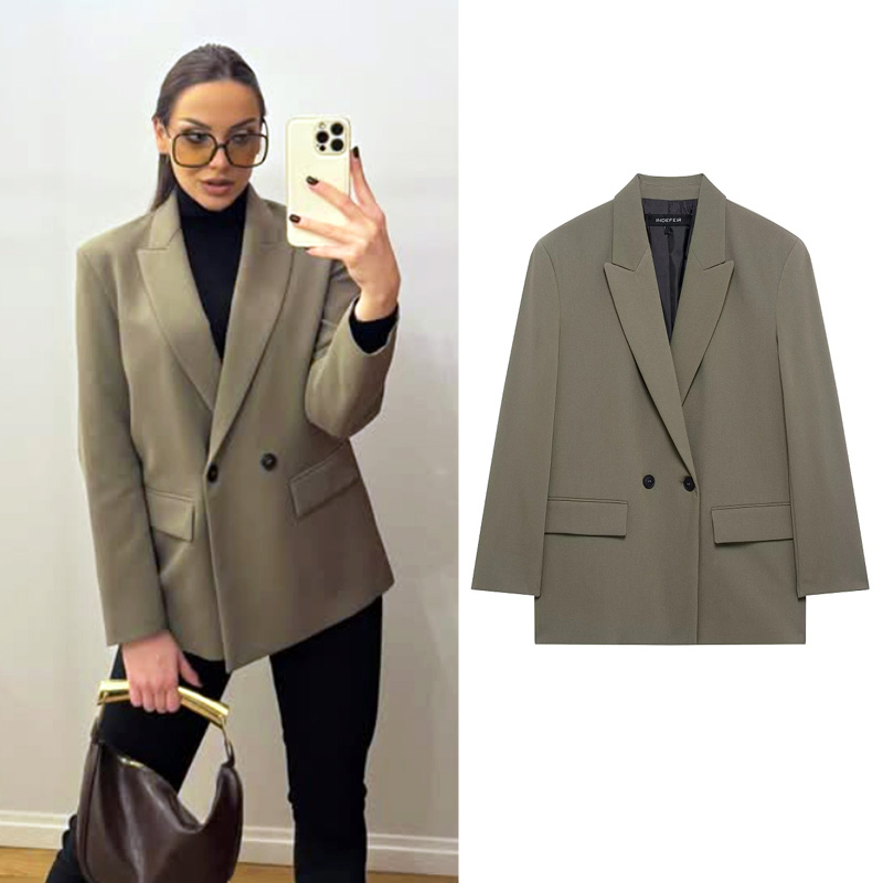 HXAO Dames Lente Elegante Blazers 2025, Blazers met lange mouwen Nieuw in jassen en jacks Mode Casual Grote maten Bovenkleding