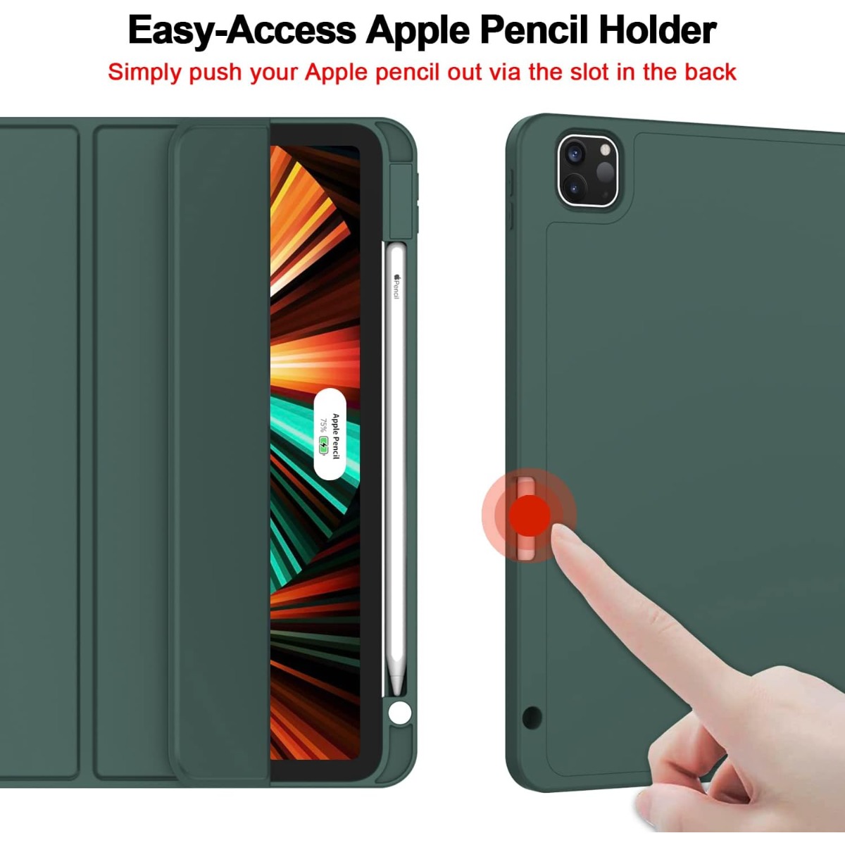Etui na nowy iPad Pro 12,9 cala 2022/2021/2020 (6/5/4 generacji) z uchwytem na ołówek, inteligentne etui z funkcją budzenia/uciszania i automatycznym ołówkiem 2. generacji