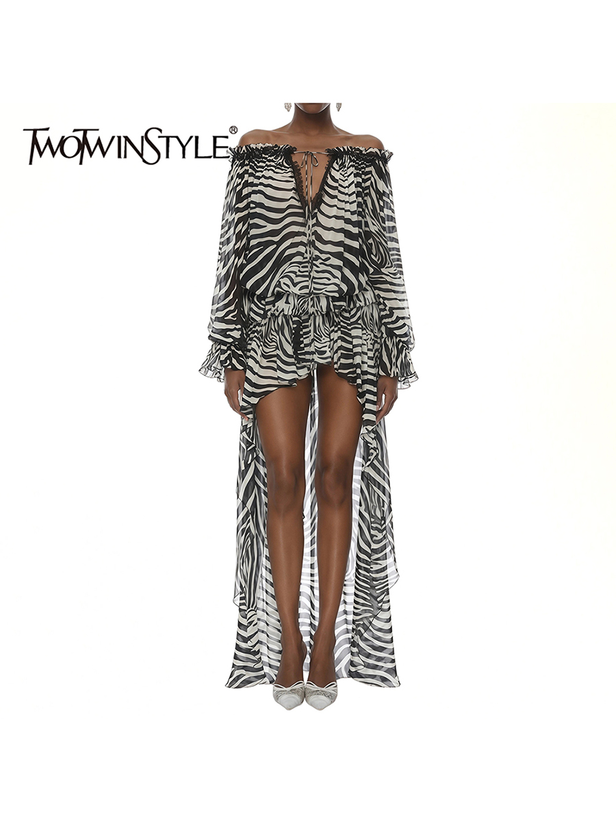 Ensemble deux pièces pour femmes TWOTWINSTYLE, à rayures contrastées, effet amincissant, patchwork, jupe irrégulière transparente, mode féminine, nouveauté