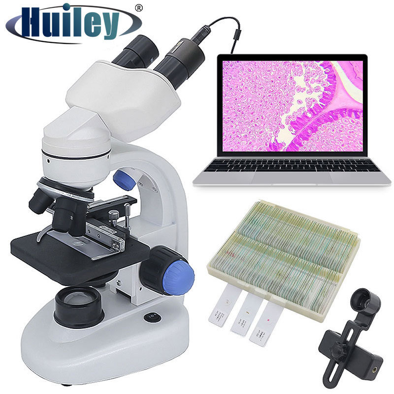 Mikroskop biologiczny z aparatem cyfrowym okulary szerokokątne 40X-2000X Zoom mikroskopy lornetkowe regulowana dioda oświetlenia