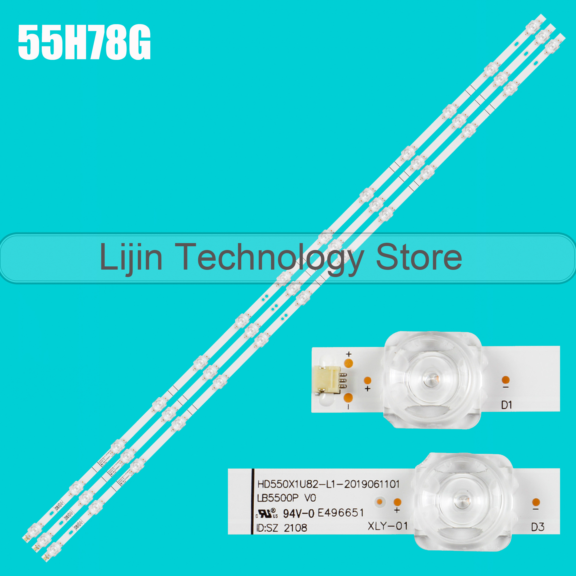 Nouvelle bande de rétroéclairage LED 55H78G 55R6E3 55A7300FTUK HD550X1U82-L1-2019061101 LB5500P V0 HDcape X1U82 L1 2019061101