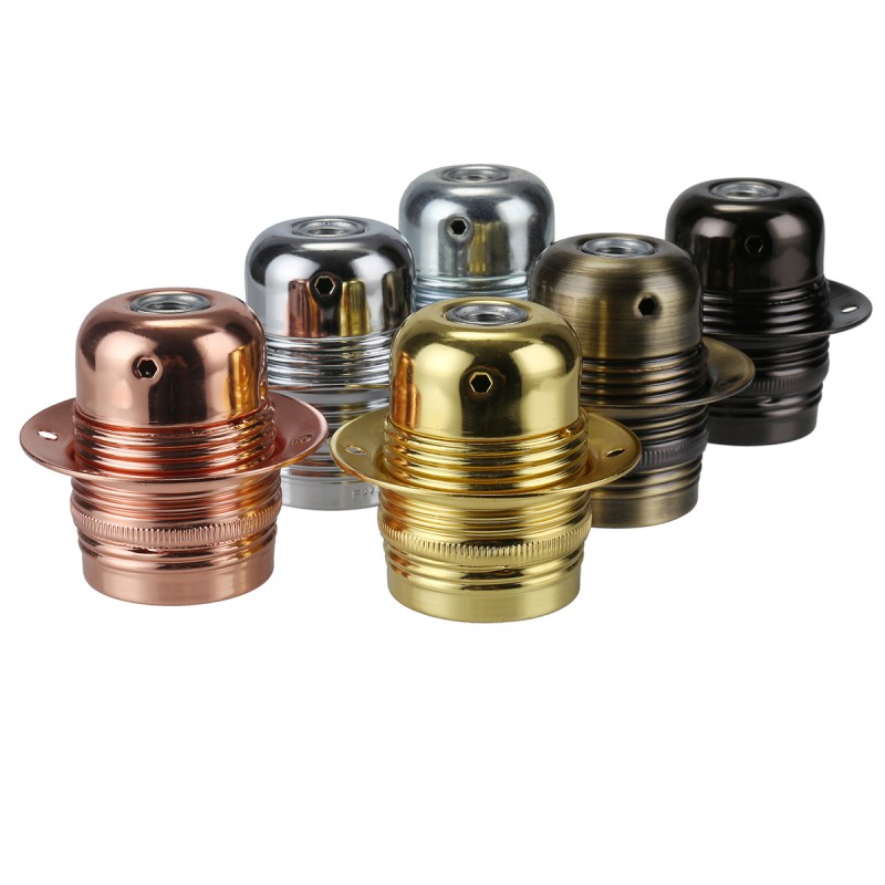 Metal Lamp Holder E27 E26 Polished Vintage Edison Lamp Socket With Ring DIY Lamp Base For Lighting Fixture